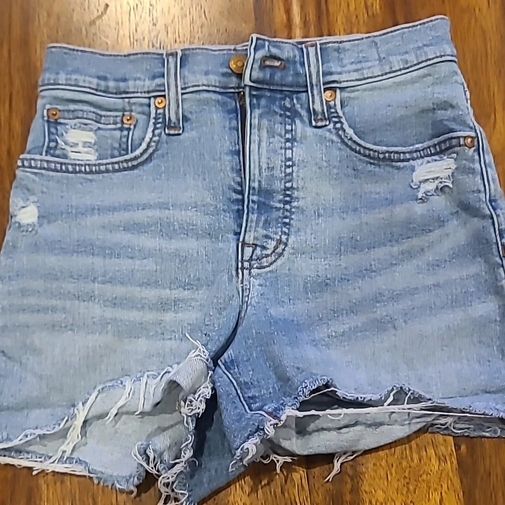 Madewell High Rise Relaxed Denim Shorts Cutoff Light Wash Size 25 - Picture 2 of 5
